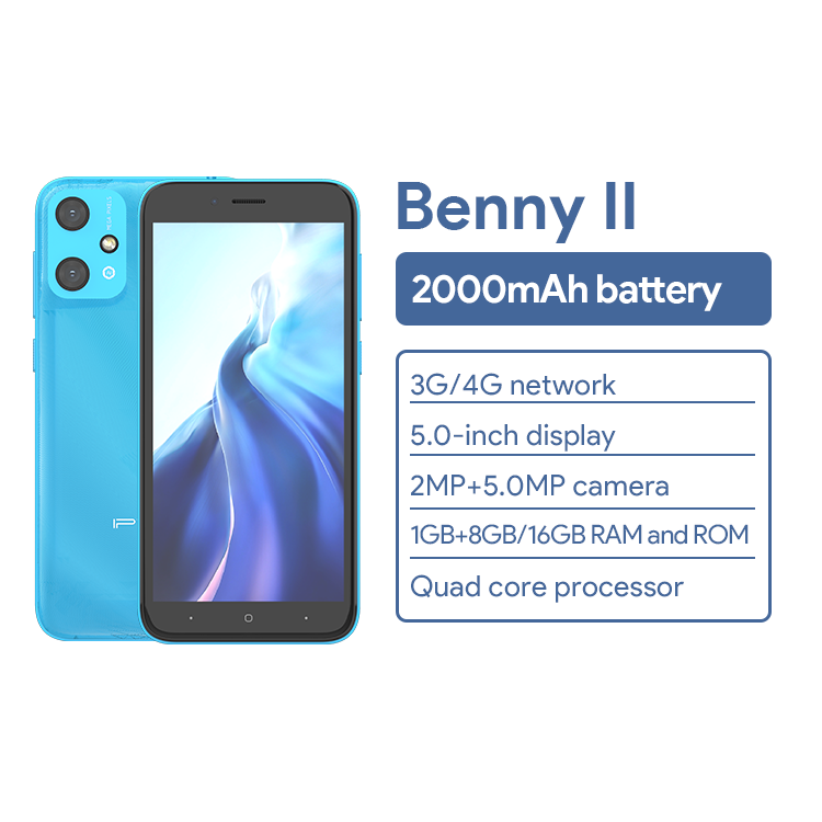 Benny II New 5-inch 3G/4G Smartphone 1GB+8GB RAM 2000mAh Battery 5.0mp Autofocus Camera Smartphone